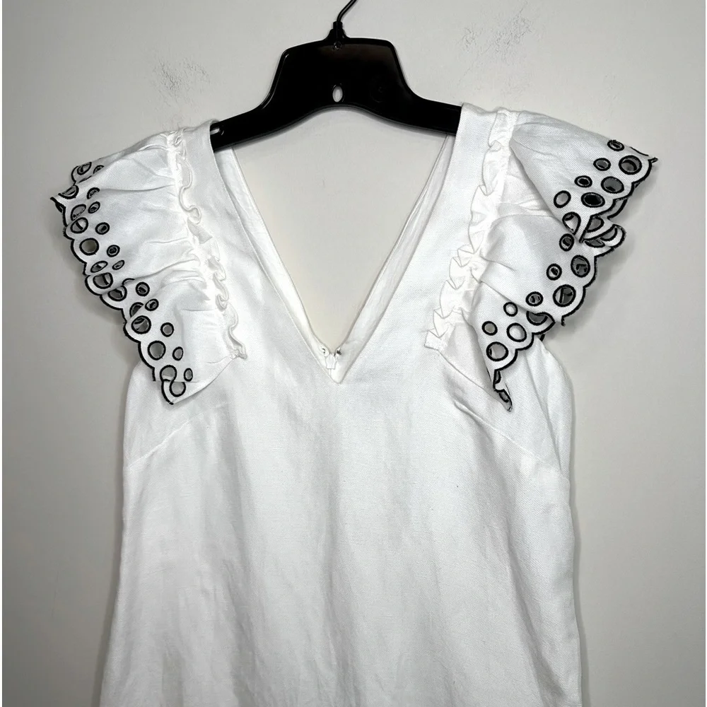 J. Crew Collection White Eyelet Flutter Sleeve Linen
Sheath Dress Size 2 - Picture 6 of 15